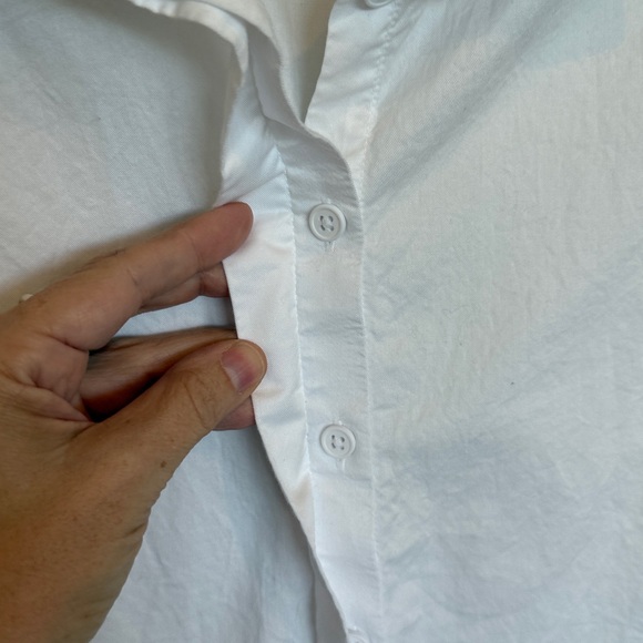 Garnet Hill Organic-Pima-Cotton Cropped Button-Down Shirt size 10 - Picture 7 of 9